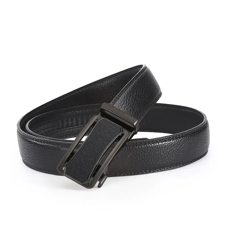 Men's Black Leather Belt with Gold Buckle - Image 8