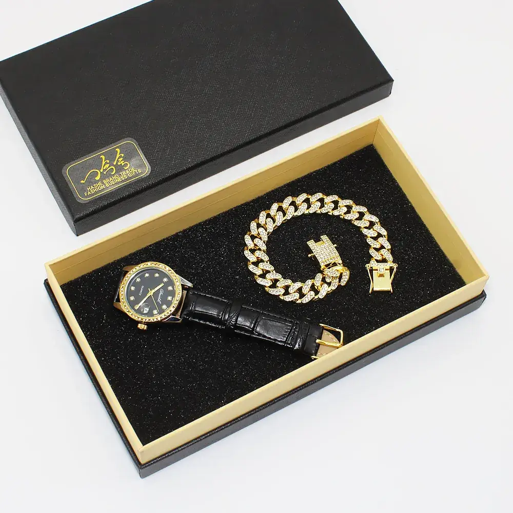 Diamond Bracelet Watch Set for Men & Women - Image 2
