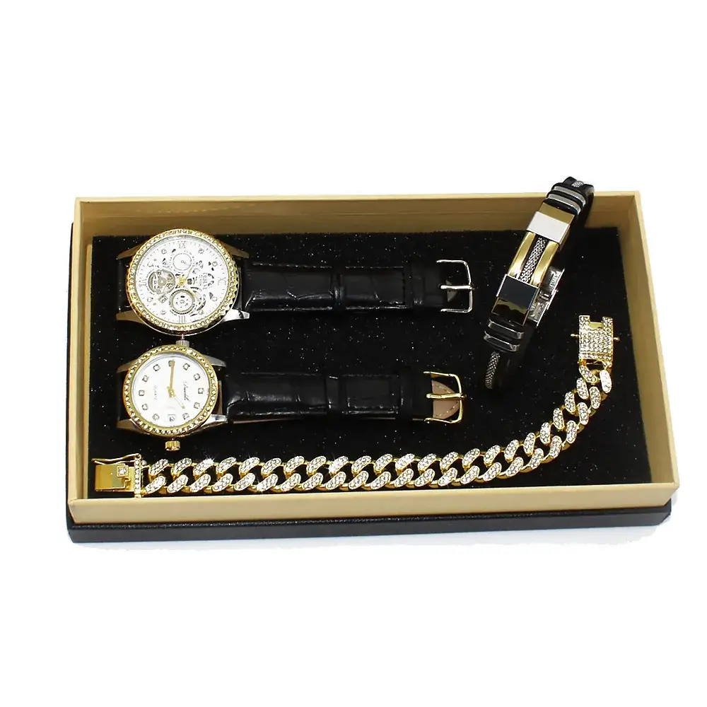 Diamond Bracelet Watch Set for Men & Women - Image 7