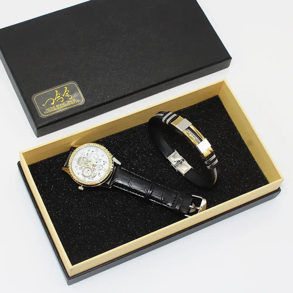 Diamond Bracelet Watch Set for Men & Women - Image 3