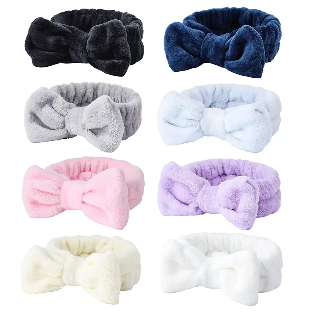 White Fleece Bow Hair Bands for Women - Image 44