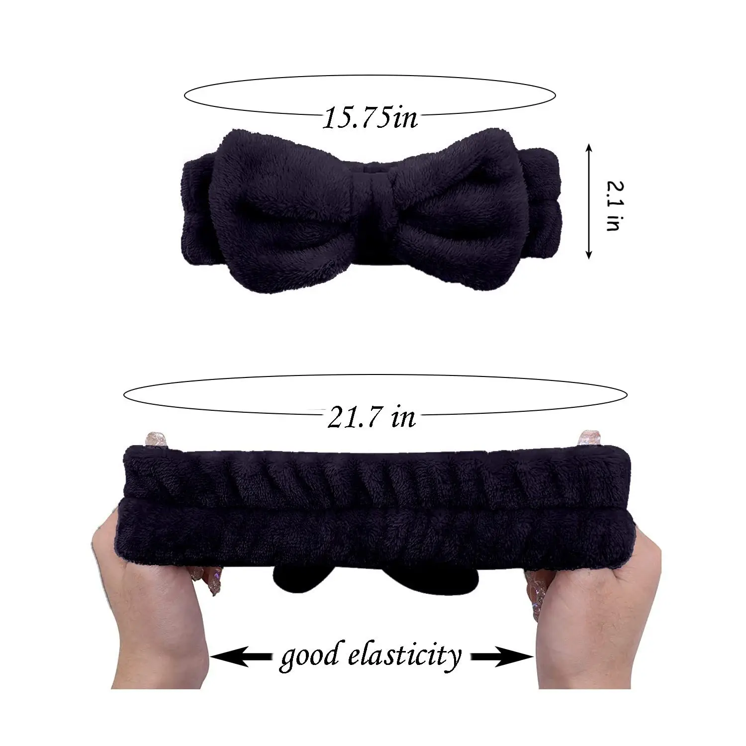 White Fleece Bow Hair Bands for Women — feature 1