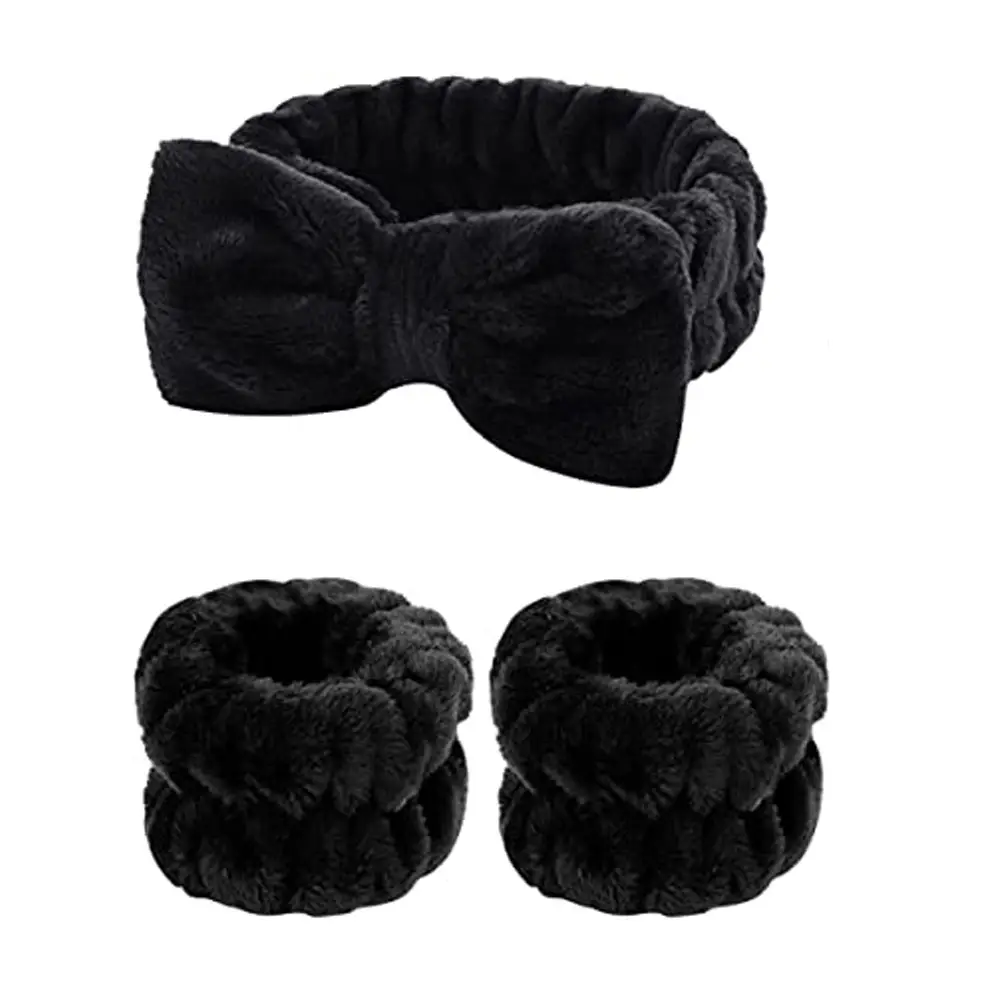 3# black -3 piece set [bow hair band wrist band hand-sewn]]
