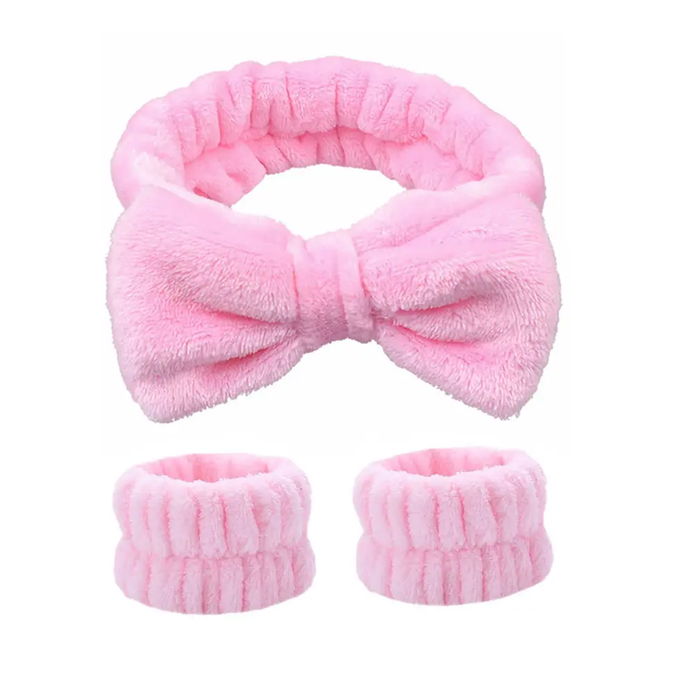 6# pink -3 piece set [bow hair band wrist band hand-sewn]]