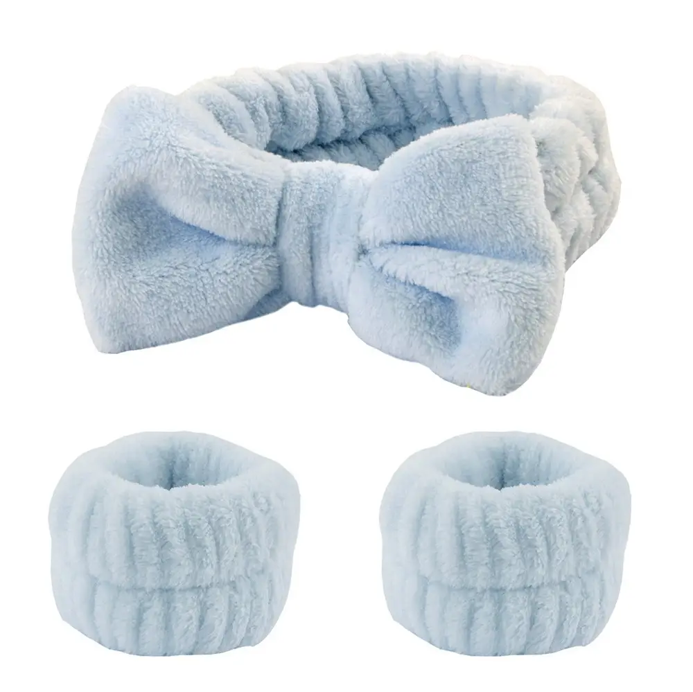 8# blue -3 piece set [bow hair band wrist band hand-sewn]]