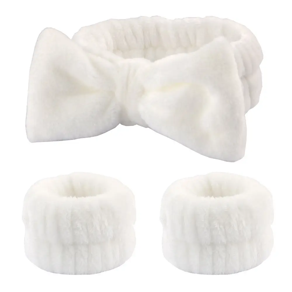 White Fleece Bow Hair Bands for Women - Image 36