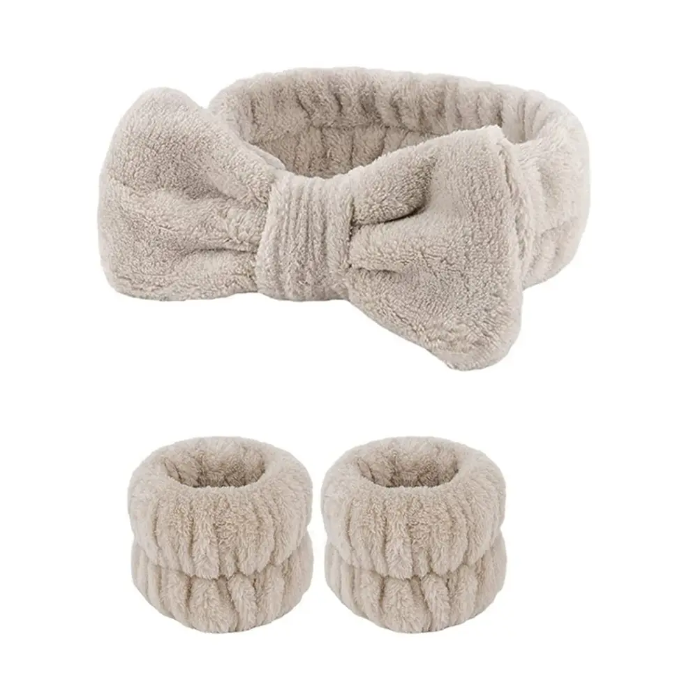 White Fleece Bow Hair Bands for Women - Image 9