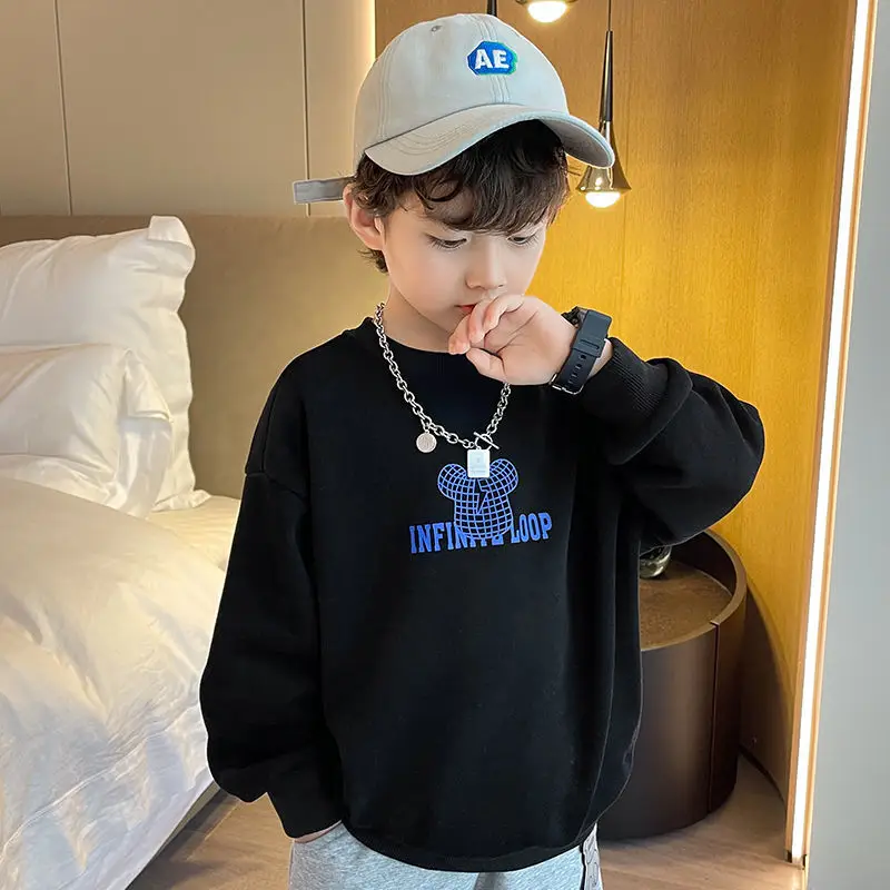 Boys Sweatshirt Black Cartoon Bear 2026 Spring Autumn - Image 4