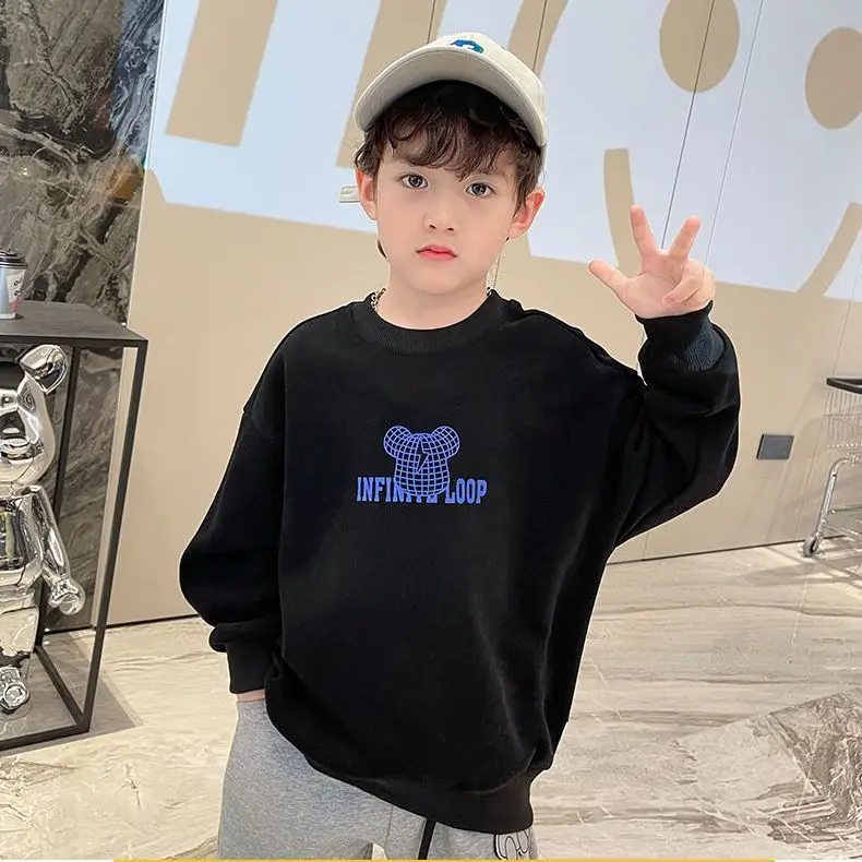 Boys Sweatshirt Black Cartoon Bear 2026 Spring Autumn - Image 5