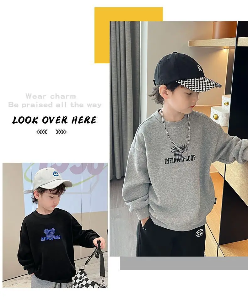 Boys Sweatshirt Black Cartoon Bear 2026 Spring Autumn — feature 10