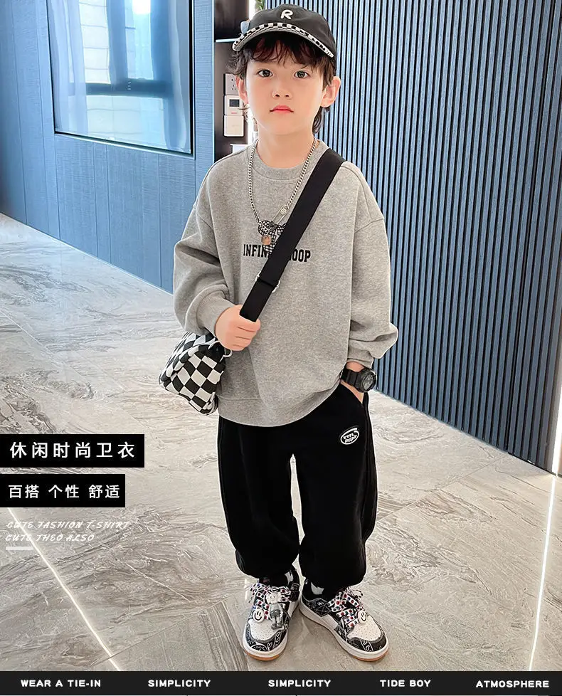 Boys Sweatshirt Black Cartoon Bear 2026 Spring Autumn — feature 3