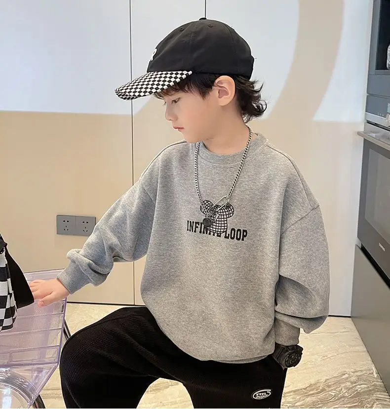 Boys Sweatshirt Black Cartoon Bear 2026 Spring Autumn — feature 4