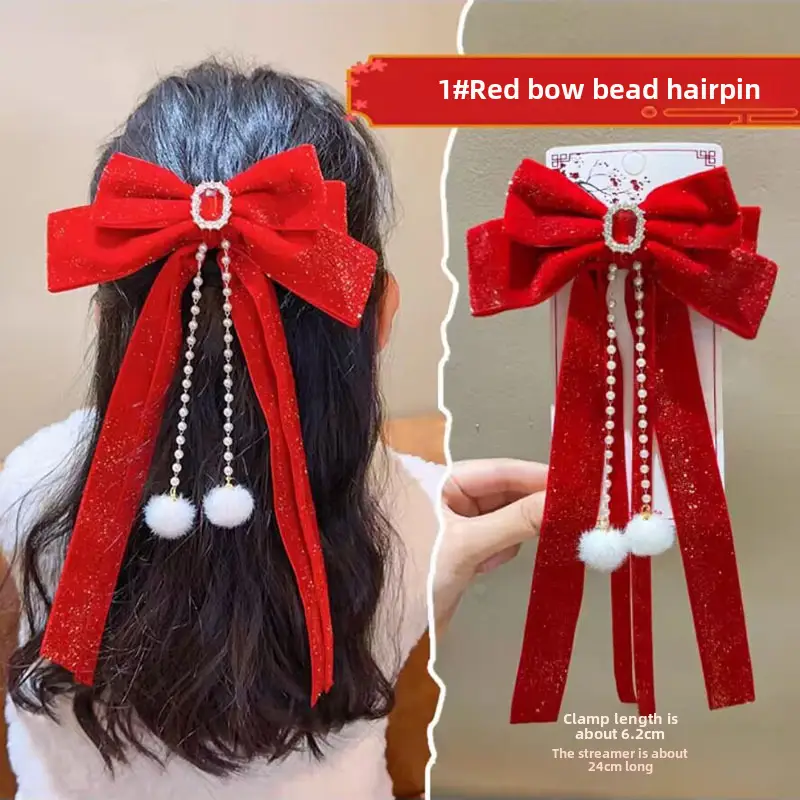 Princess Bow Hairpin for Girls Red Black Pink - Image 10