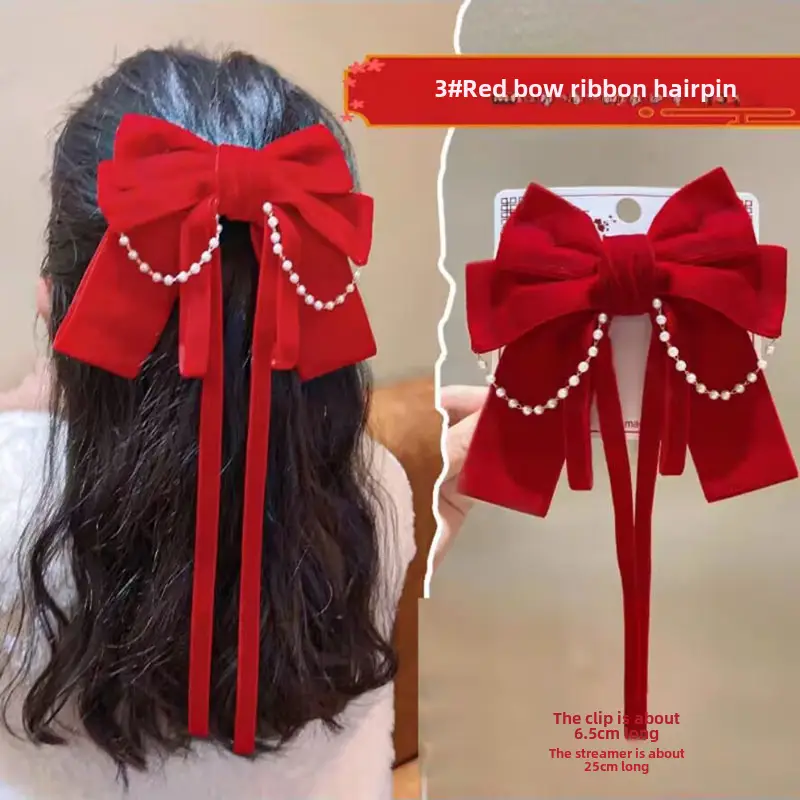 Princess Bow Hairpin for Girls Red Black Pink - Image 11