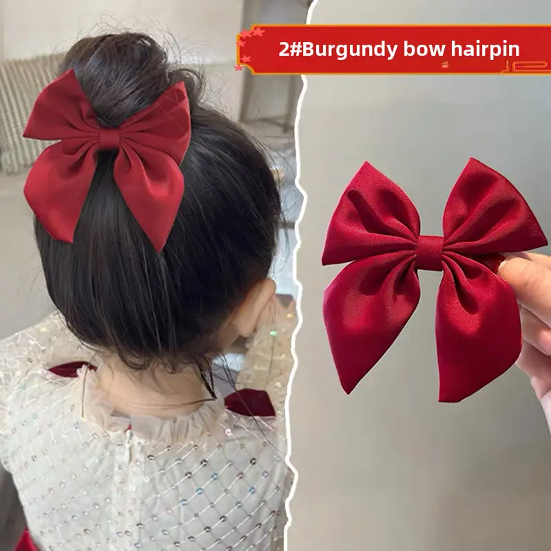 Princess Bow Hairpin for Girls Red Black Pink - Image 4