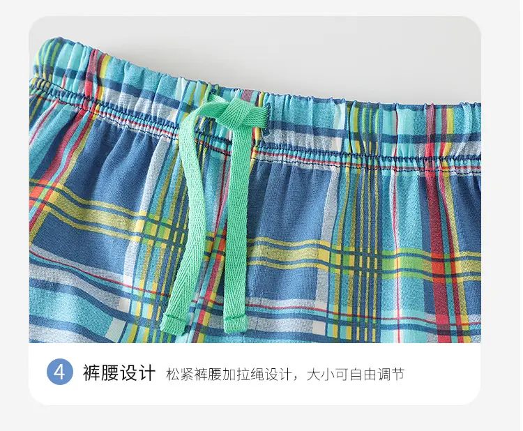Boys Cotton T-Shirt Shorts Set Turquoise Plaid 2025 — feature 11