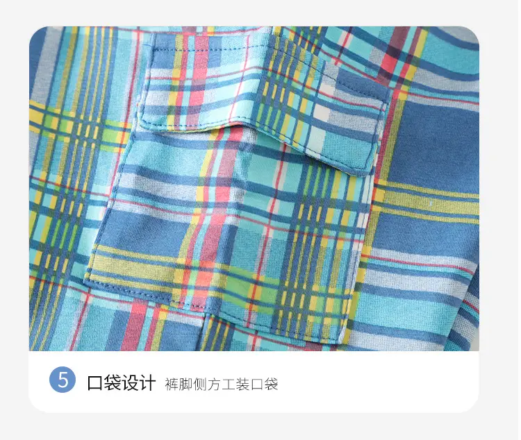 Boys Cotton T-Shirt Shorts Set Turquoise Plaid 2025 — feature 12