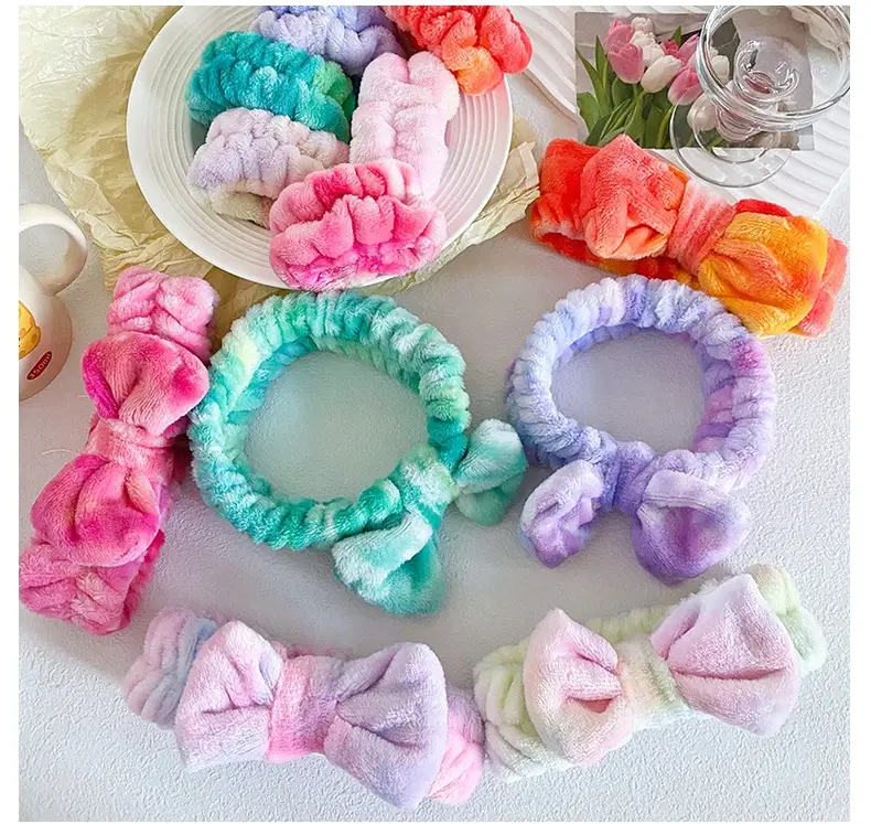 Soft Plush Bow Face Wash Headband Set for Women — feature 11