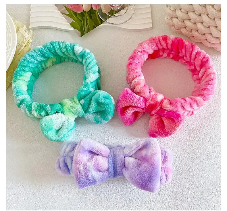 Soft Plush Bow Face Wash Headband Set for Women — feature 13