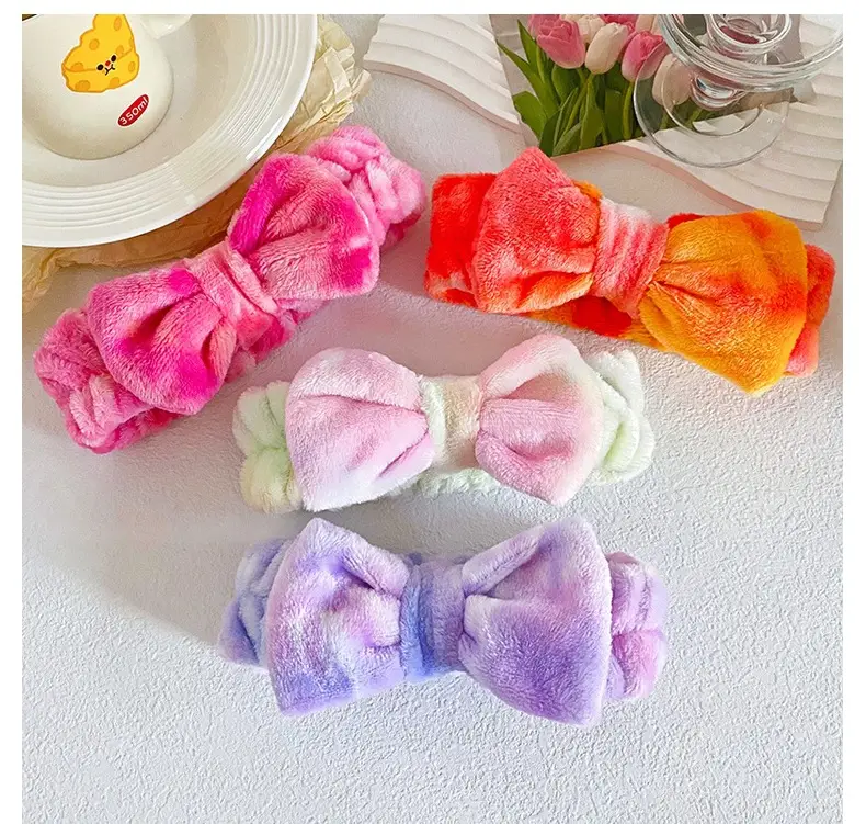 Soft Plush Bow Face Wash Headband Set for Women — feature 14