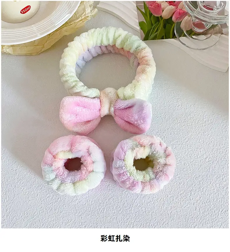 Soft Plush Bow Face Wash Headband Set for Women — feature 19