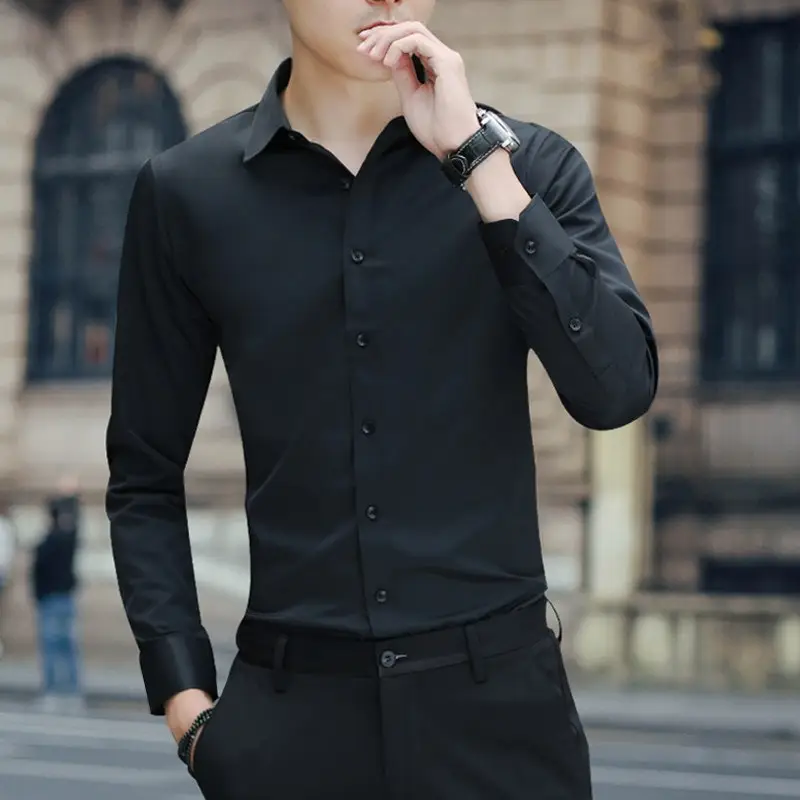 White Slim Fit Men's Long Sleeve Shirt