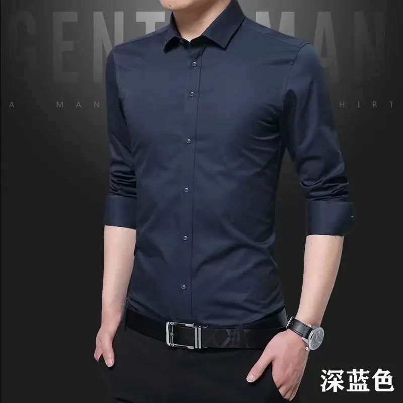White Slim Fit Men's Long Sleeve Shirt