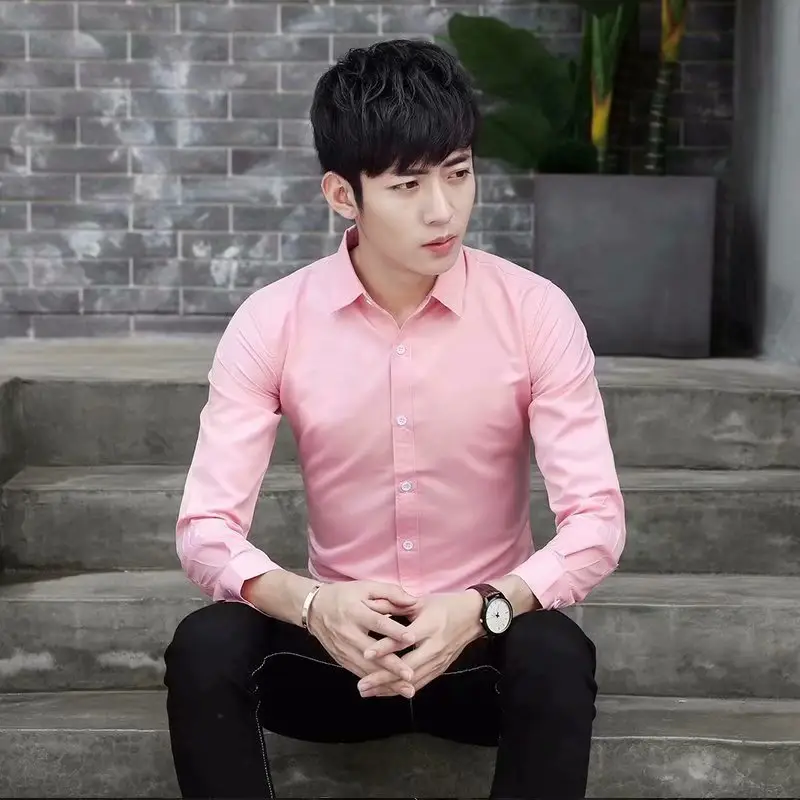 White Slim Fit Men's Long Sleeve Shirt