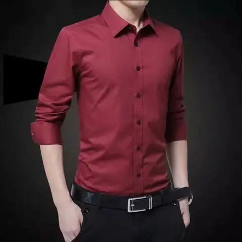 White Slim Fit Men's Long Sleeve Shirt