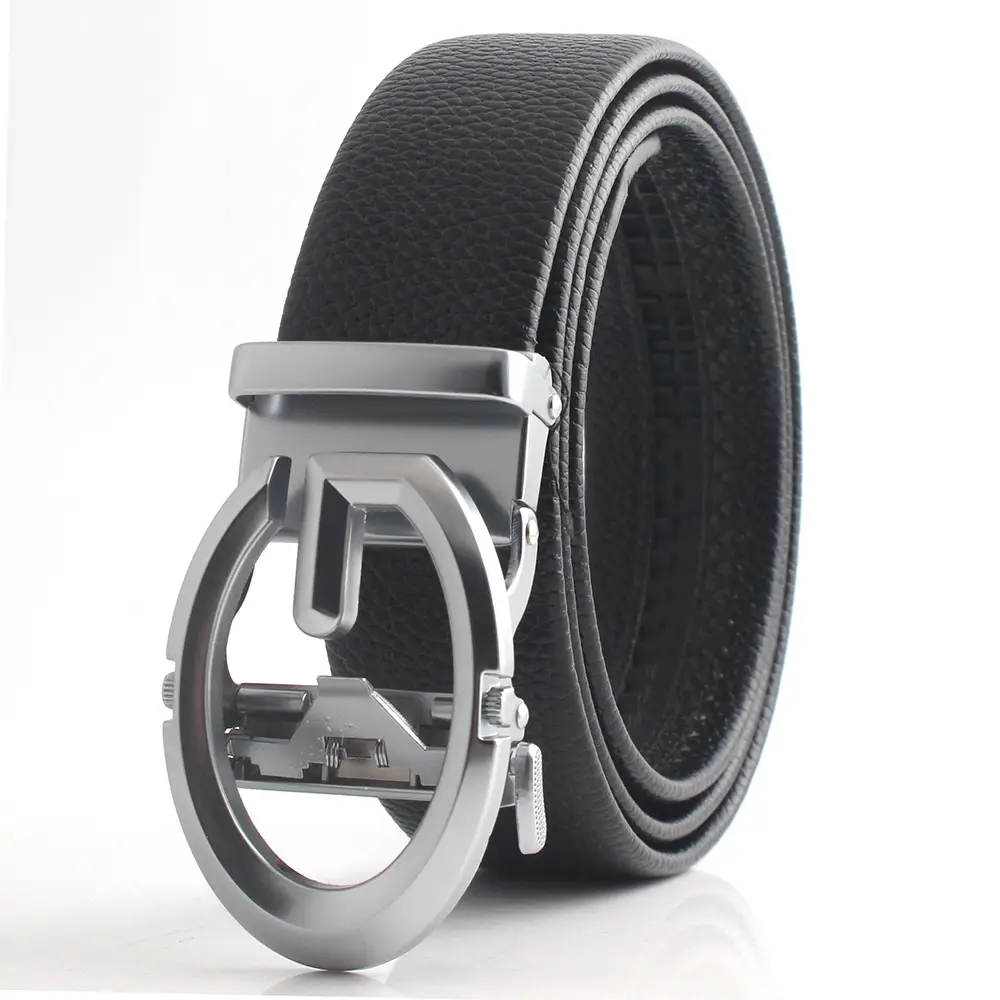 Men's Black Leather Belt with Gold Joker Buckle - Image 2