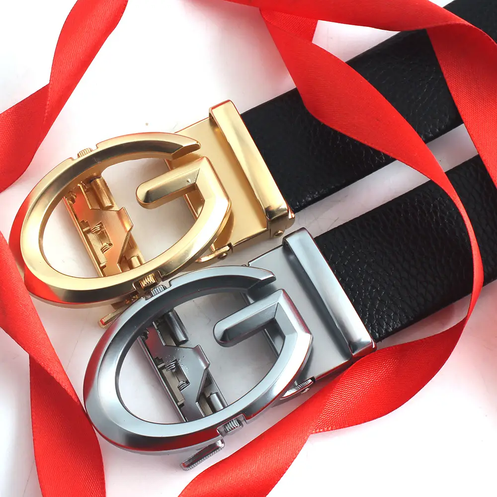 Men's Black Leather Belt with Gold Joker Buckle - Image 6