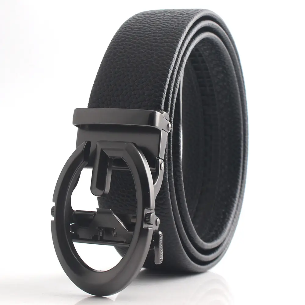Men's Black Leather Belt with Gold Joker Buckle - Image 3