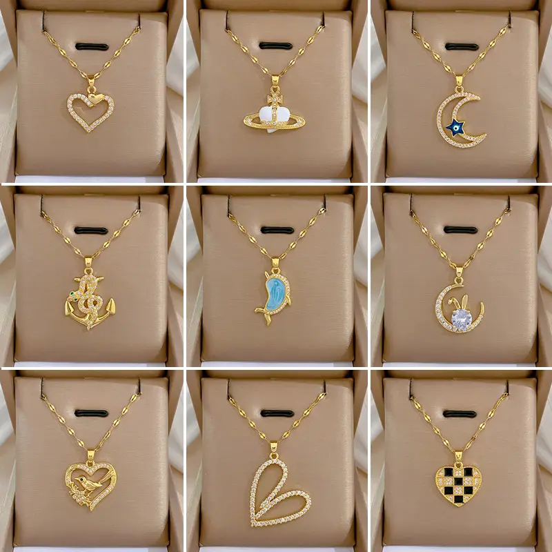 Heart Shaped Gold Necklace for Women Wedding Clavicle Chain - Image 59