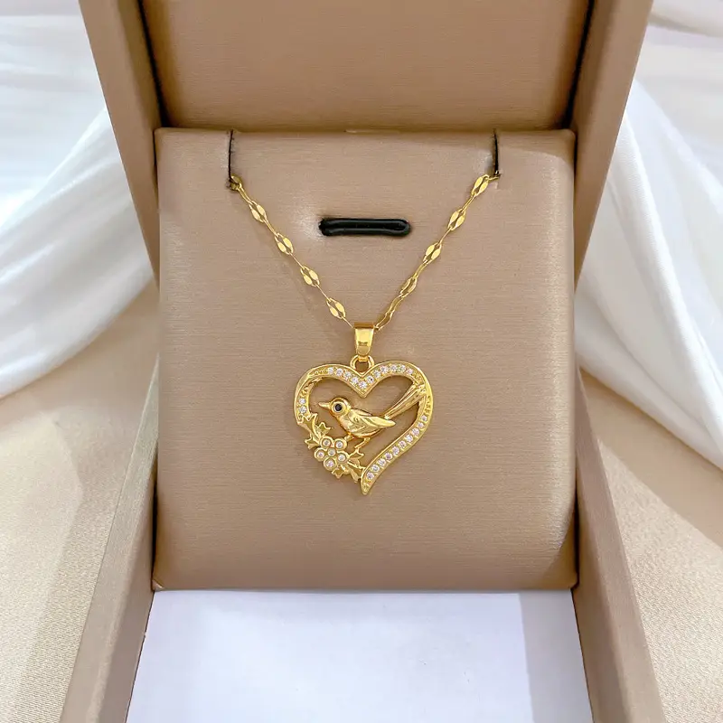 Heart Shaped Gold Necklace for Women Wedding Clavicle Chain - Image 11
