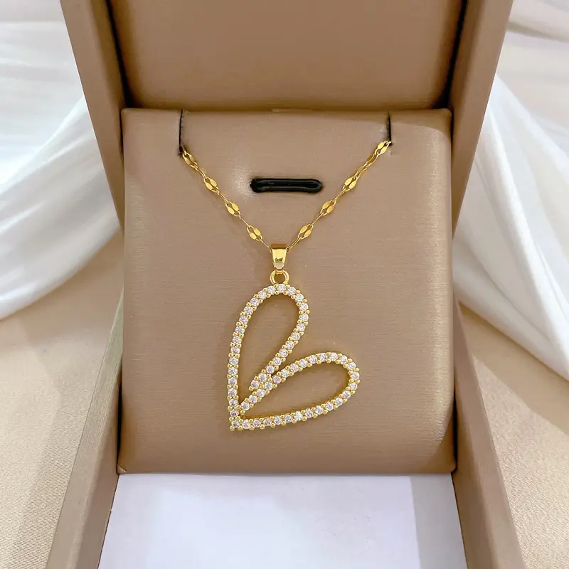 Heart Shaped Gold Necklace for Women Wedding Clavicle Chain - Image 13