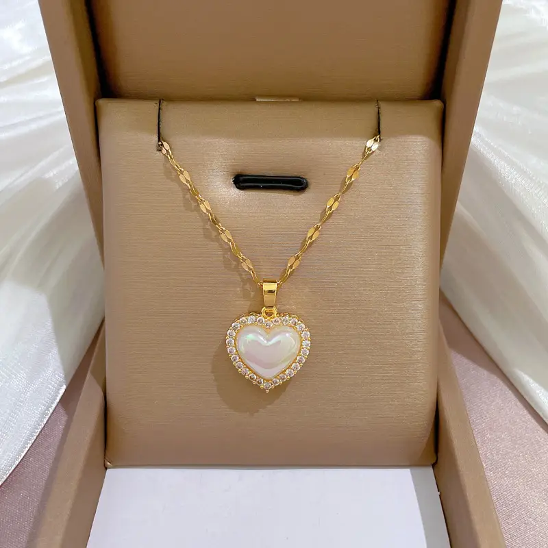 Heart Shaped Gold Necklace for Women Wedding Clavicle Chain - Image 18