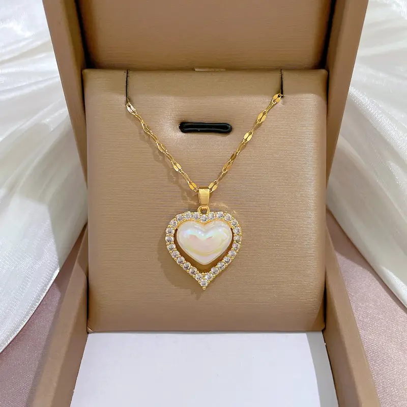 Heart Shaped Gold Necklace for Women Wedding Clavicle Chain - Image 19