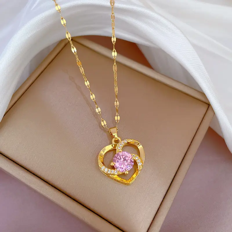 Heart Shaped Gold Necklace for Women Wedding Clavicle Chain - Image 28
