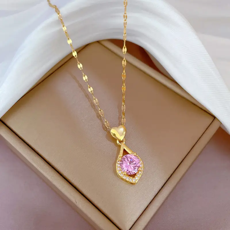 Heart Shaped Gold Necklace for Women Wedding Clavicle Chain - Image 31