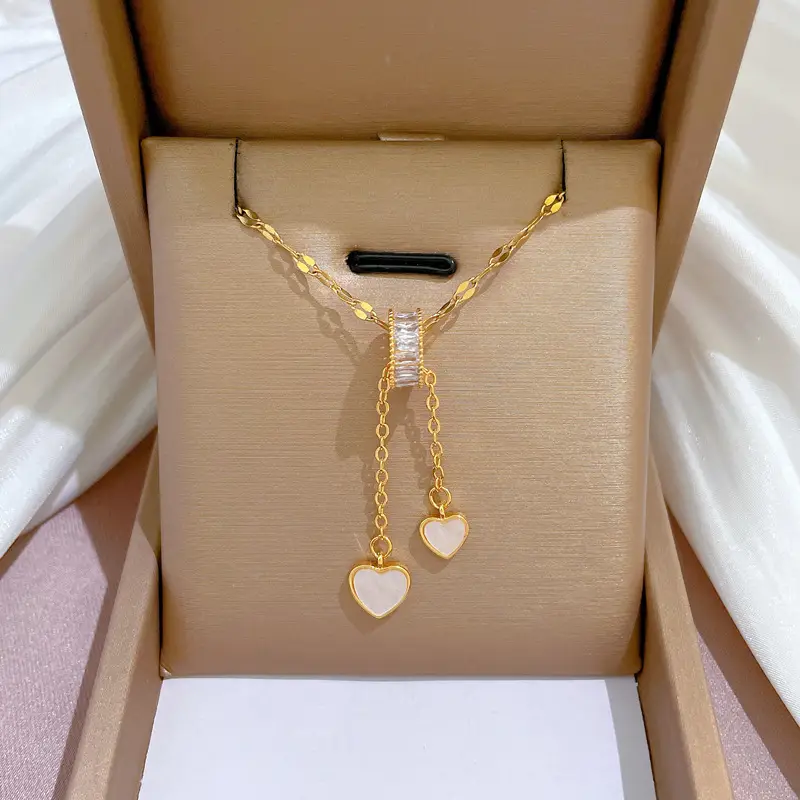Heart Shaped Gold Necklace for Women Wedding Clavicle Chain - Image 38