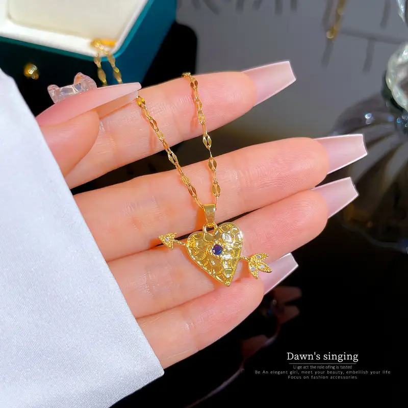 Heart Shaped Gold Necklace for Women Wedding Clavicle Chain - Image 8