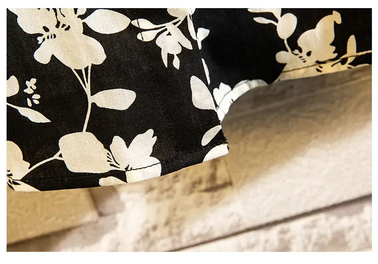 Men's Printed Lapel Shirt Grey Floral Summer — feature 31