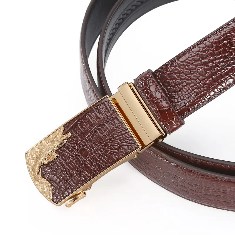Men's Black Croc Embellished Belt with Buckle - Image 5