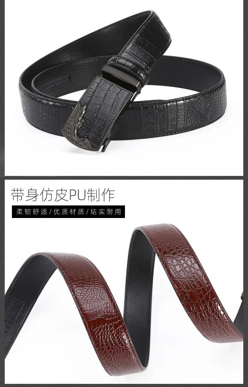 Men's Black Croc Embellished Belt with Buckle β feature 2