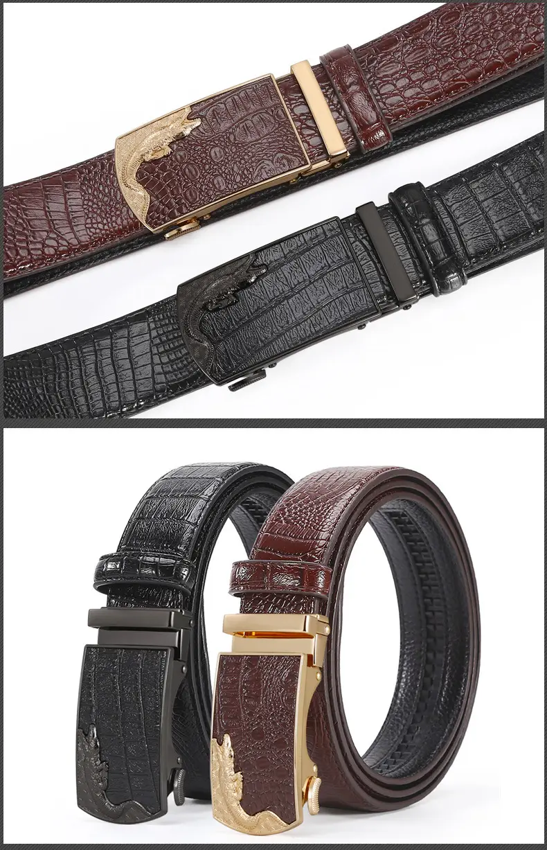 Men's Black Croc Embellished Belt with Buckle β feature 6