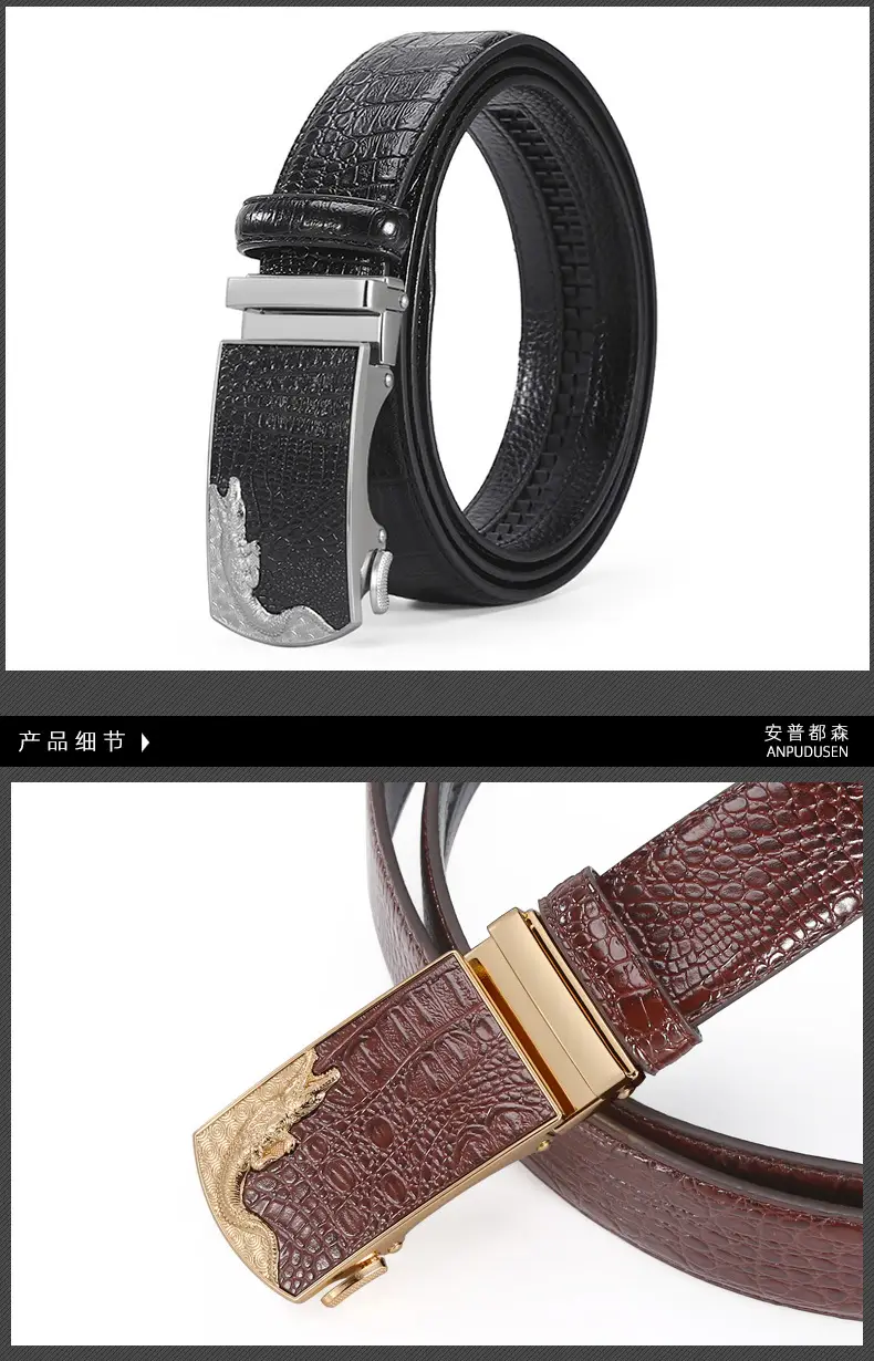 Men's Black Croc Embellished Belt with Buckle β feature 7