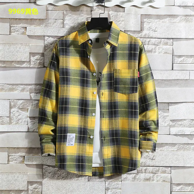 Men's Red Black Plaid Long Sleeve Shirt — feature 22