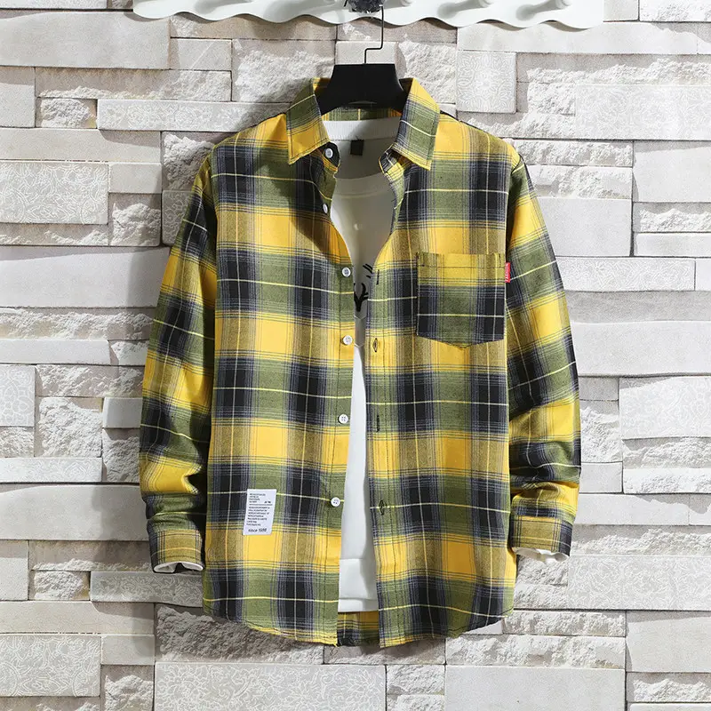 Men's Red Black Plaid Long Sleeve Shirt - Image 12