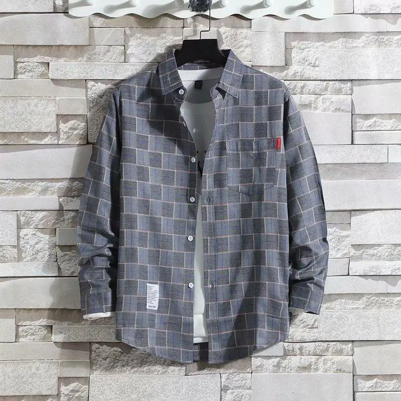 Men's Red Black Plaid Long Sleeve Shirt - Image 6