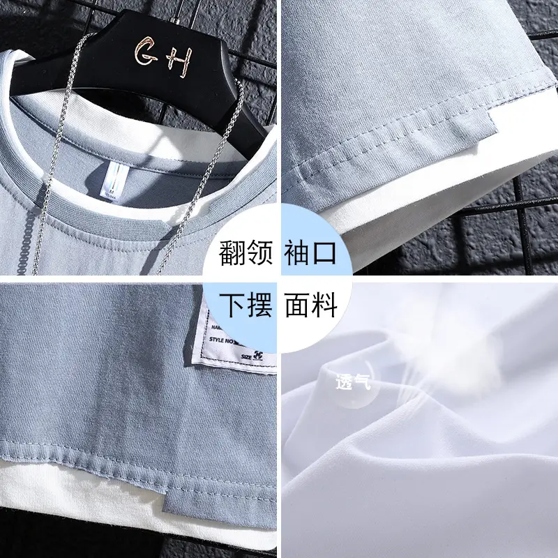 Men Pure Cotton Short Sleeve T-Shirt Black Loose Trendy